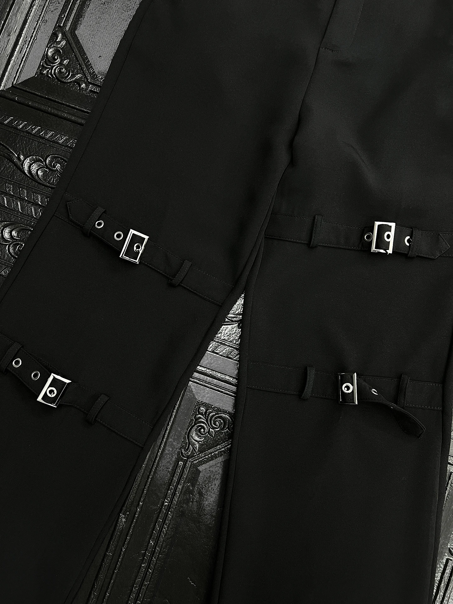 Men's 2025 New Trendy Metal Buckle Strap Design Chic Trousers Men's Loose Straight Casual Trousers Fashion Versatile Black Pants