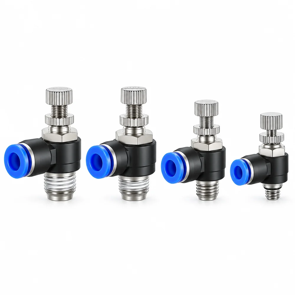 OD 4mm Pneumatic Speed Controller Adjustable Elbow Connector Air Flow Control Valve Quick Push Connect Wear Resistant