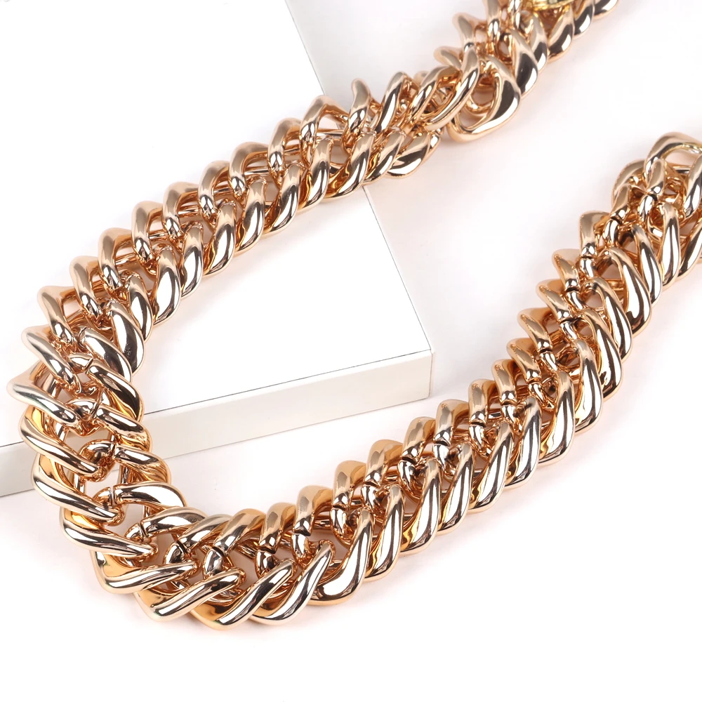 FishSheep komunikat duży masywny Choker łańcuszek naszyjnik dla kobiet mężczyzn w stylu Vintage złoty kolor szeroki naszyjnik Collares nowa biżuteria — zdjęcie 6