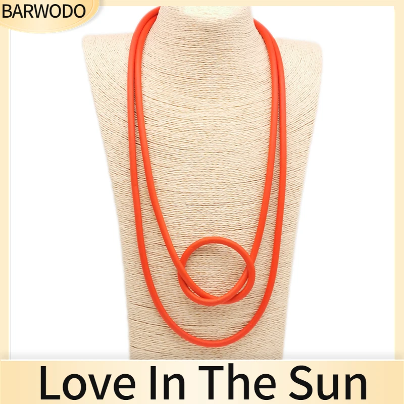 BARWODO Designer Rubber Chains Necklace For Women Handmade Luxury Layered Choker Jewelry Gothic Accessories Pendants Necklace