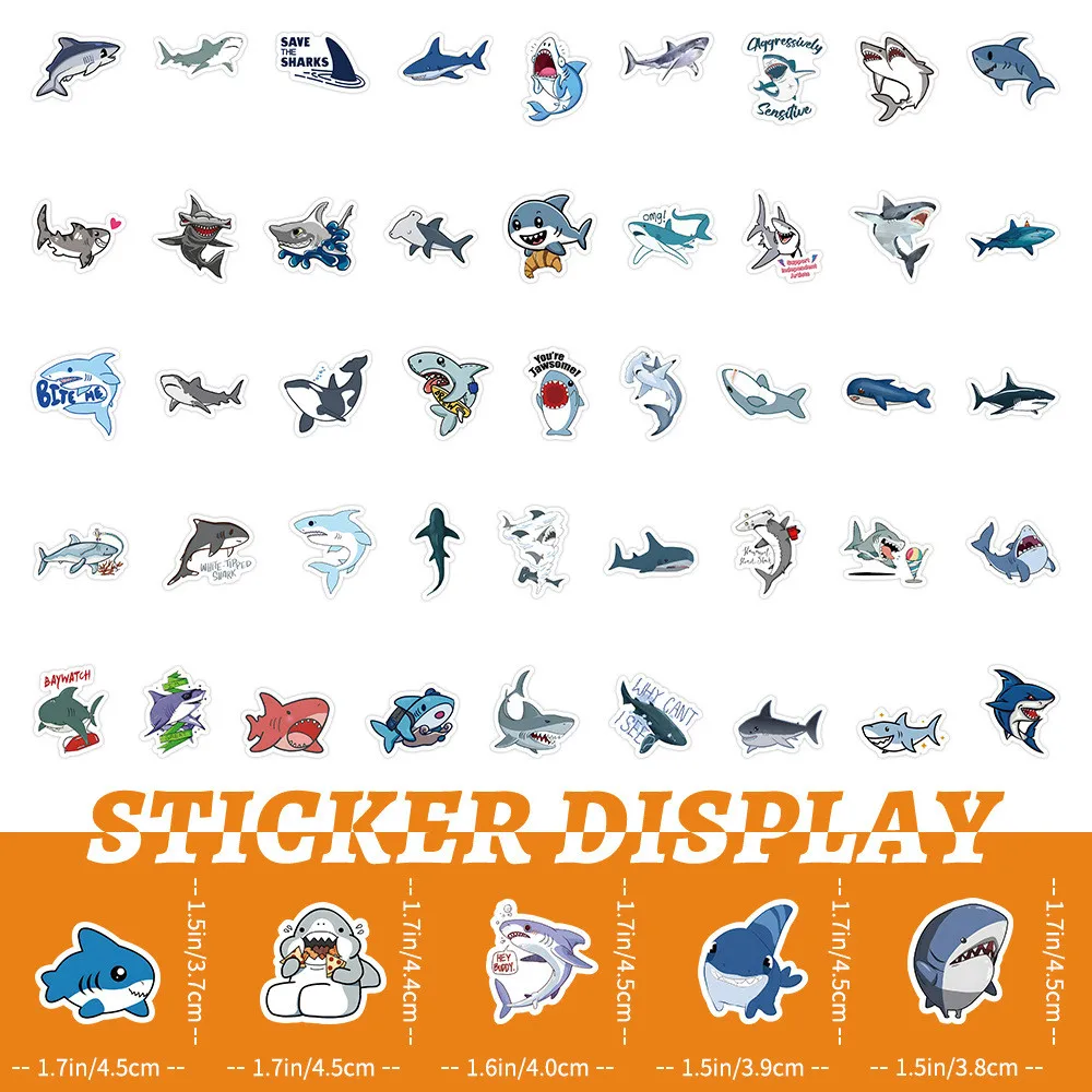 100Pcs Cute Cartoon Shark Ocean Sticker Set - Waterproof Decor for Luggage & Phones RecordingYourLife Store
