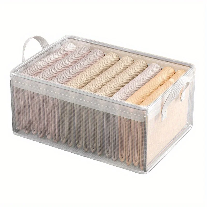 1 Pc Transparent PVC Solid Steel Frame Storage Box, Waterproof Underwear Storage Basket, Suitable for Home and Dormitory Use