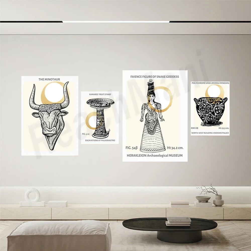 Snake Greek Goddess Minotaur Ancient Pottery Minoan Aesthetics Academia Poster Greek Art Mythology Classic Vintage Wall Art