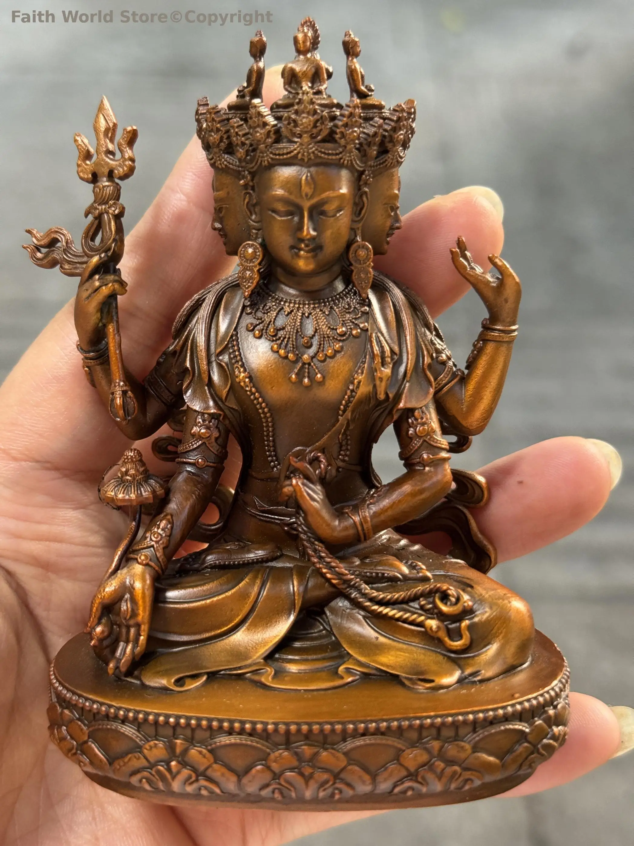 

Rare buddha Amogha pasa Amoghapasha Avalokiteshvara Boutique handmade copper Buddha statue figure of the Buddha Buddhism
