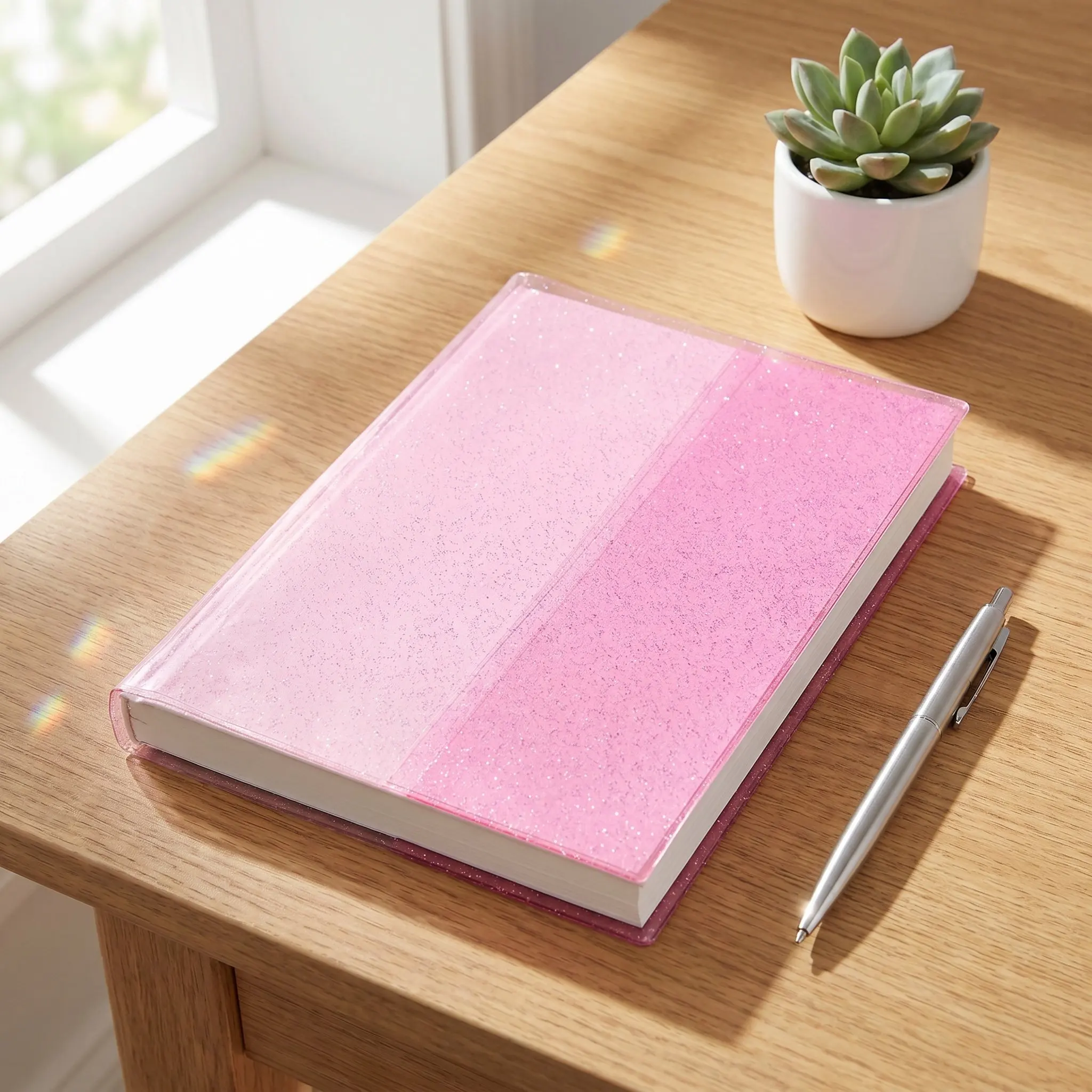 8Pcs A5 Glitter Book Cover PVC Waterproof Dust proof Jelly Transparent Protective Sleeve Notebook Journal Week Planner Protector