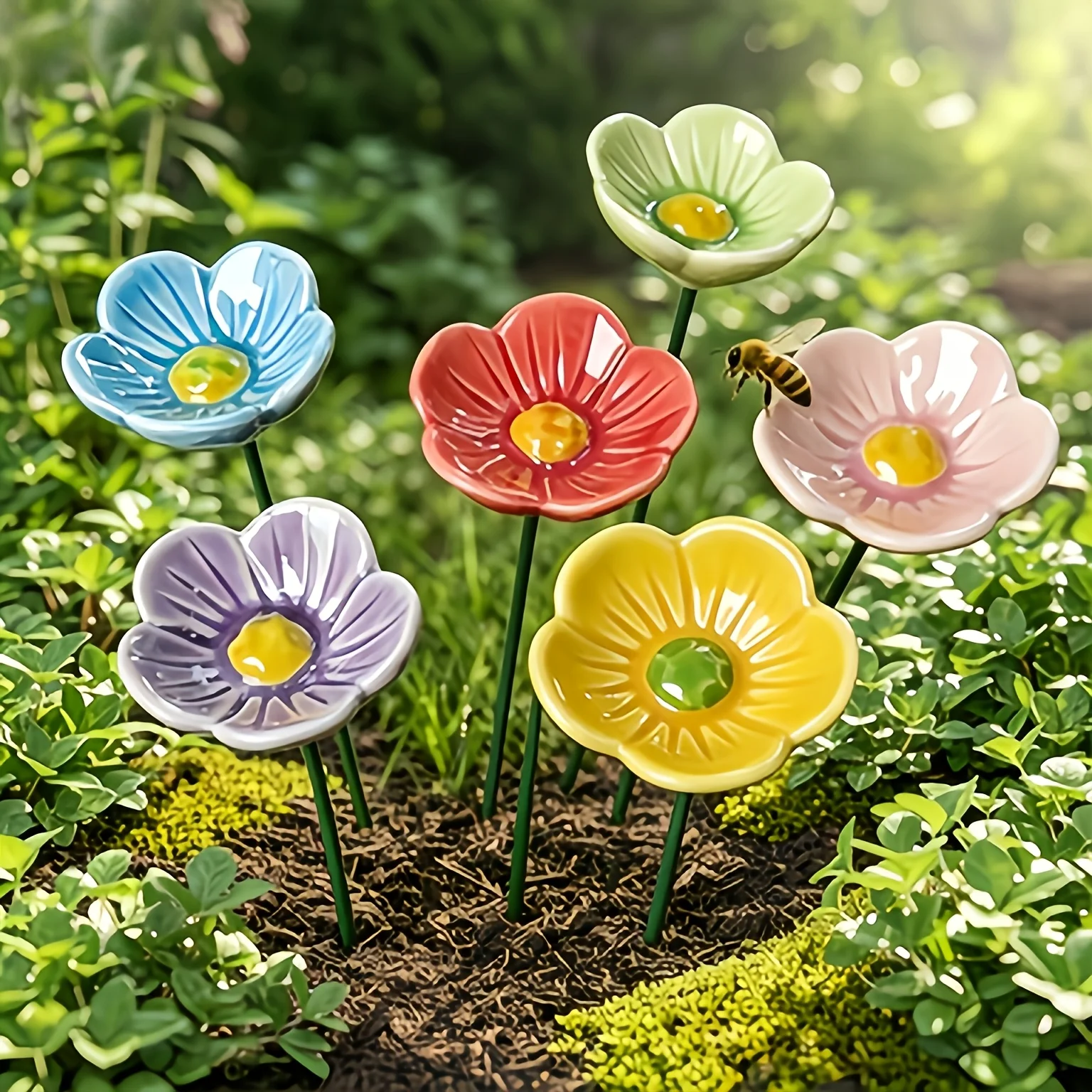 5pcs Colorful Feeder, Bee Sugar Dispenser, Handmade Resin Feeder, Suitable for Indoor Decoration, Used for Outdoor Bee Feeding