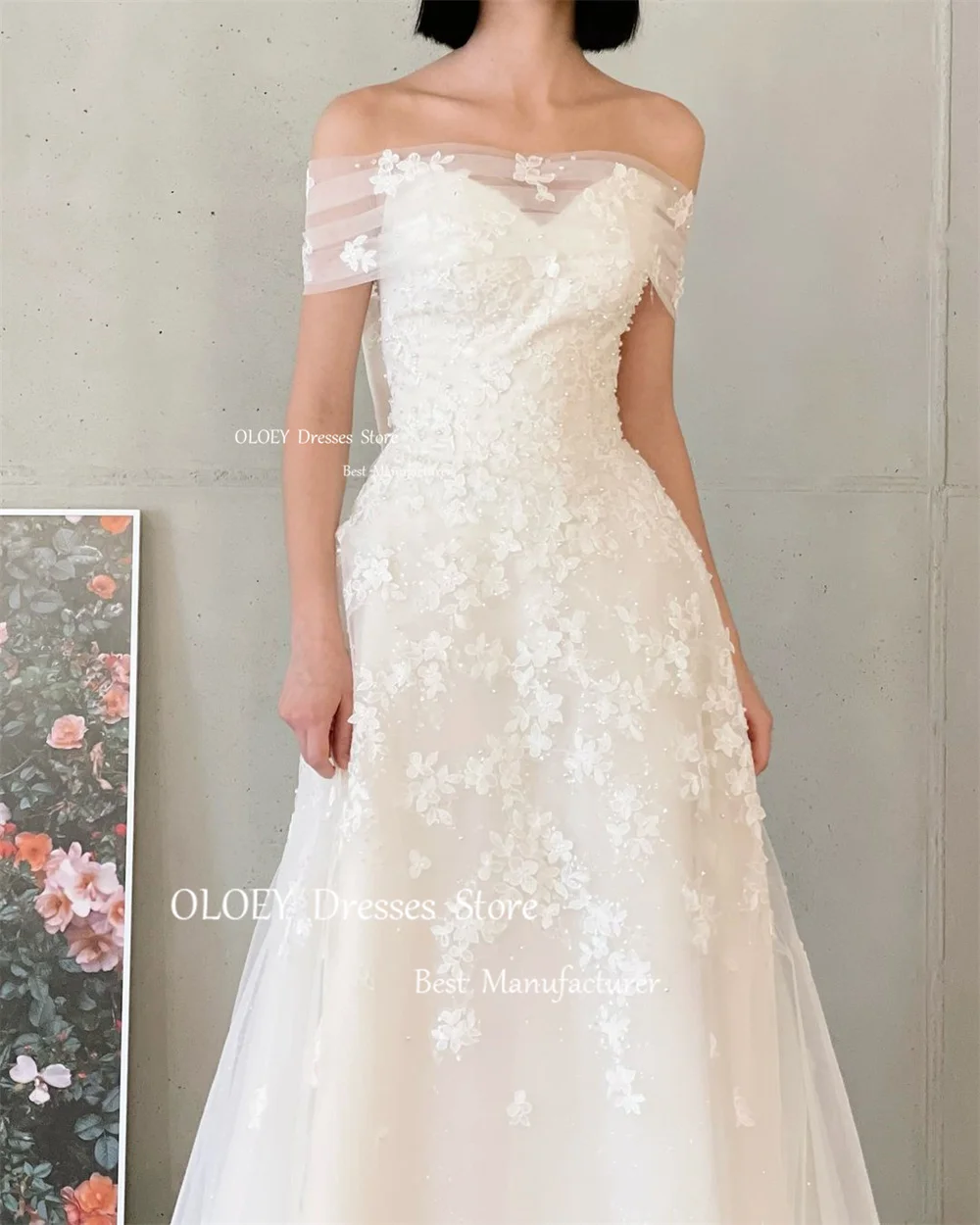 OLOEY Exquisite Ivory Lace Wedding Dresses With Bolero Sweetheart A-Line Bridal Gowns Floor Length Corset Back Custom Made