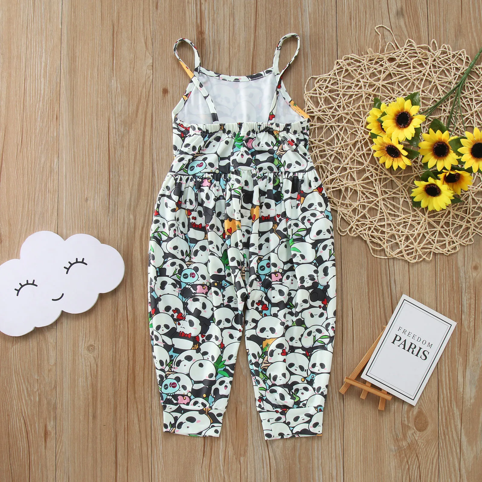 2022 New Toddler Kids Jumpsuit Baby Girls Sleeveless Bodysuit Summer Strap Cartoon Print Romper Playsuit Casual Clothes 1-6Y