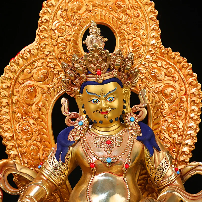 Exquisite Nepal Copper brass gilding Yellow-Jambhala statue Tibet buddhism Tantra God of Wealth sculpture large size