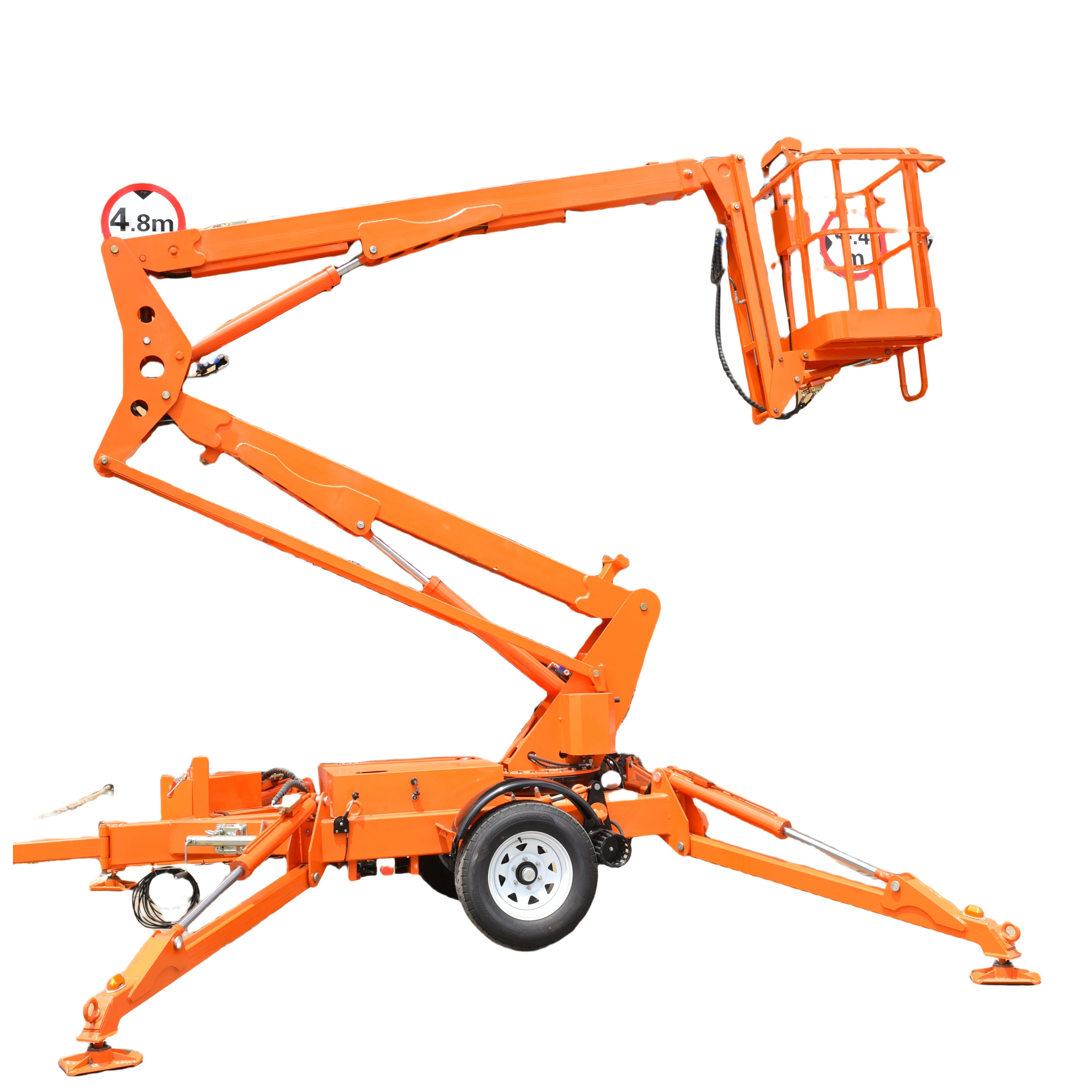 Trailer Mount Boom Lift Cherry Picker Crane with Basket Hydraulic Lift