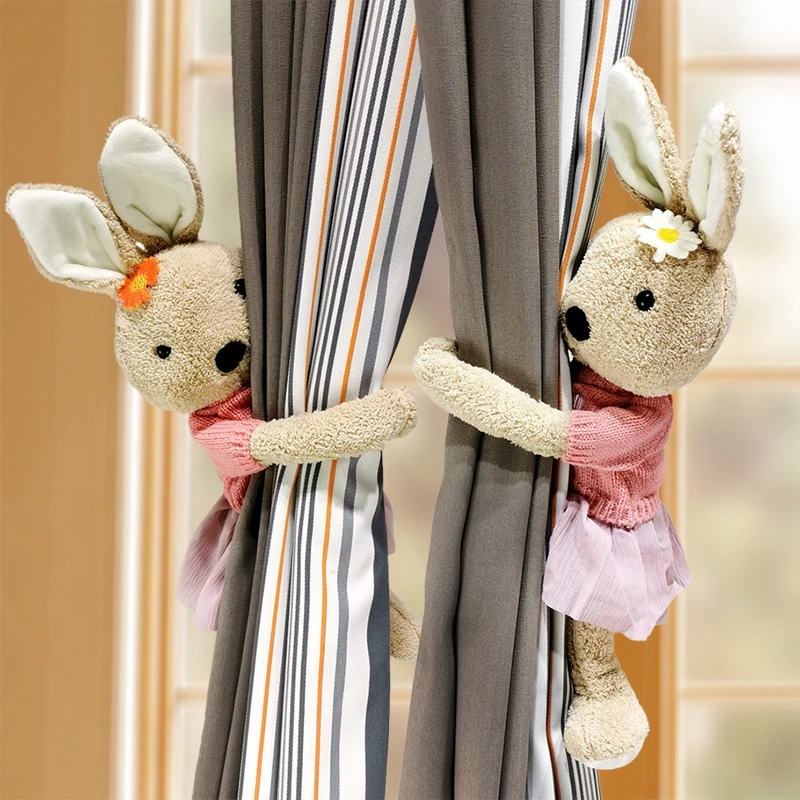 Little Daisy Rabbit Doll Curtain Buckle Cute Cartoon Magnet Strap Bunny Curtain Fasteners Non Punching Clips Tiebacks Holdbacks