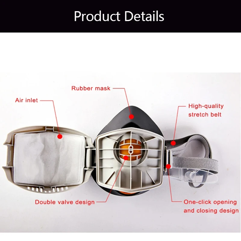 Protective Mask With Replaceable Filters Dust Mask Respirator Suitable For Spraying Polishing Mining Industry Safety Work