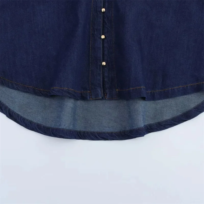 2025 conjunto jeans feminino solto ajuste botão para baixo camisa com calças de perna larga moda casual wear para mulher