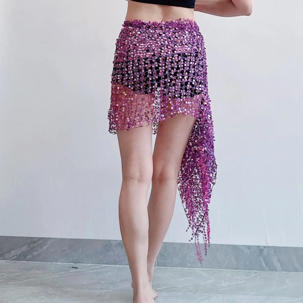 Lantejoulas cinto de dança do ventre oco borla lenço de dança do ventre multicolorido acessórios de dança trajes de dança do ventre dança indiana