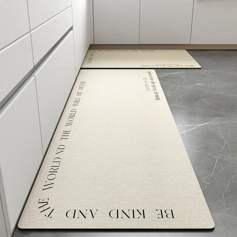 

Floor Mat for Kitchen Waterproof Dirt-resistant Non-slip Carpet PVC Leather Wash-free Rug Minimalist Long Strip Foot Mats 주방 카펫