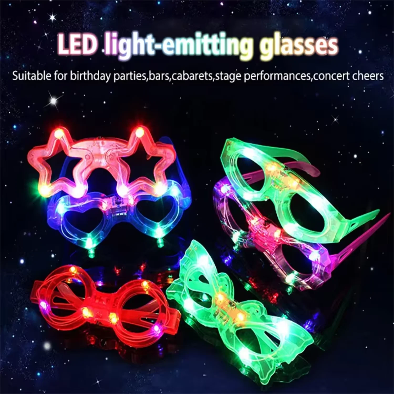 Luminous  Shape Led Glasses For Kids Birthday Halloween Christmas Parties Bar Party Neon Colorful Light Up Eyeglasses