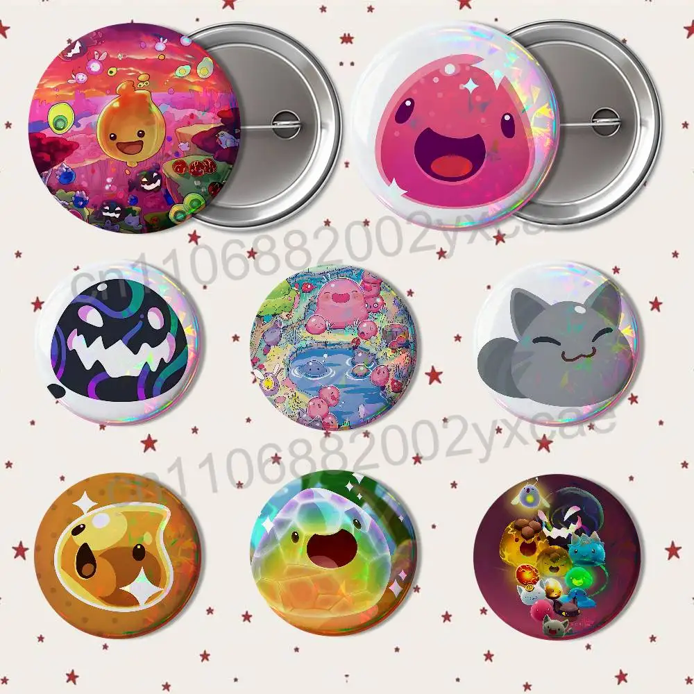 Tabby Tarr Pink Slime rancher Badge on Backpack Clothes decoration Tinplate Round Brooch Funny Custom Gifts for Friend
