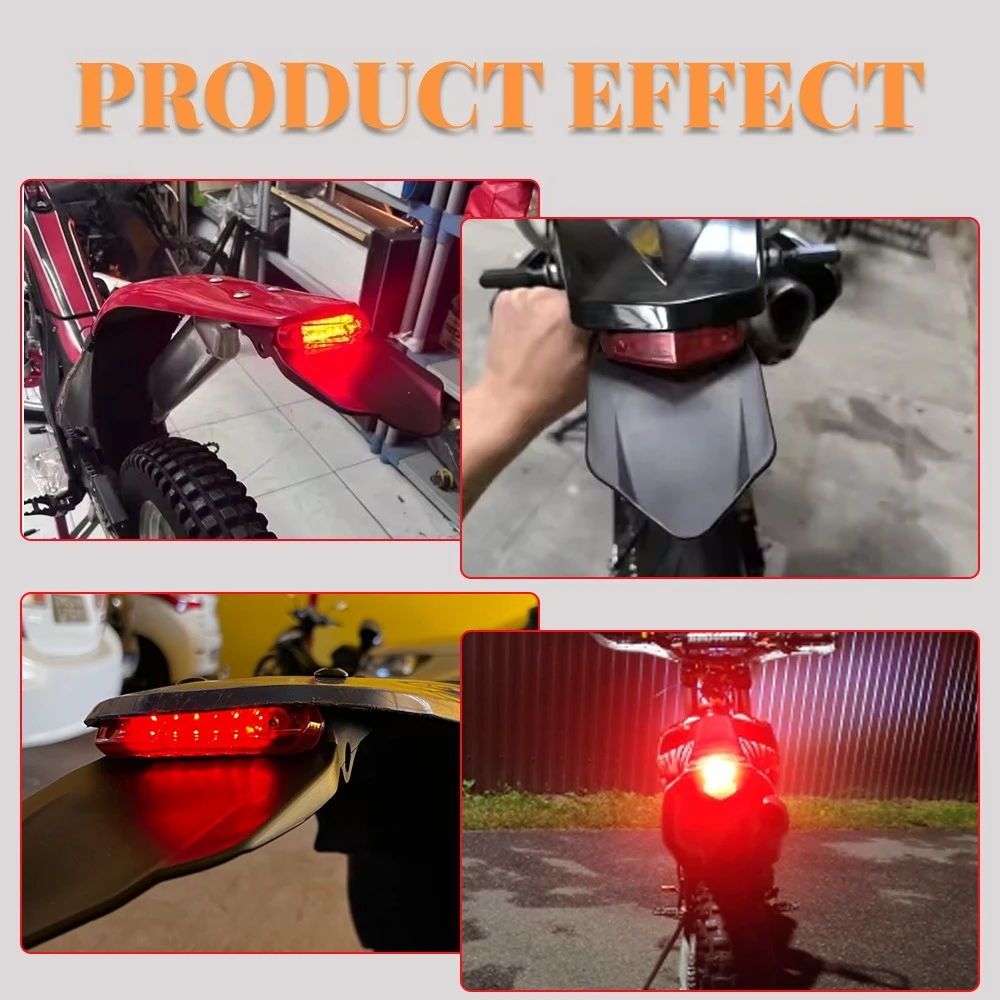 Motorcycle LED Taillight Brake Lamp 12V For Enduro Dirt Bike Trail Supermoto Motocross Enduro Rear Fender License Plate Bracket view 6
