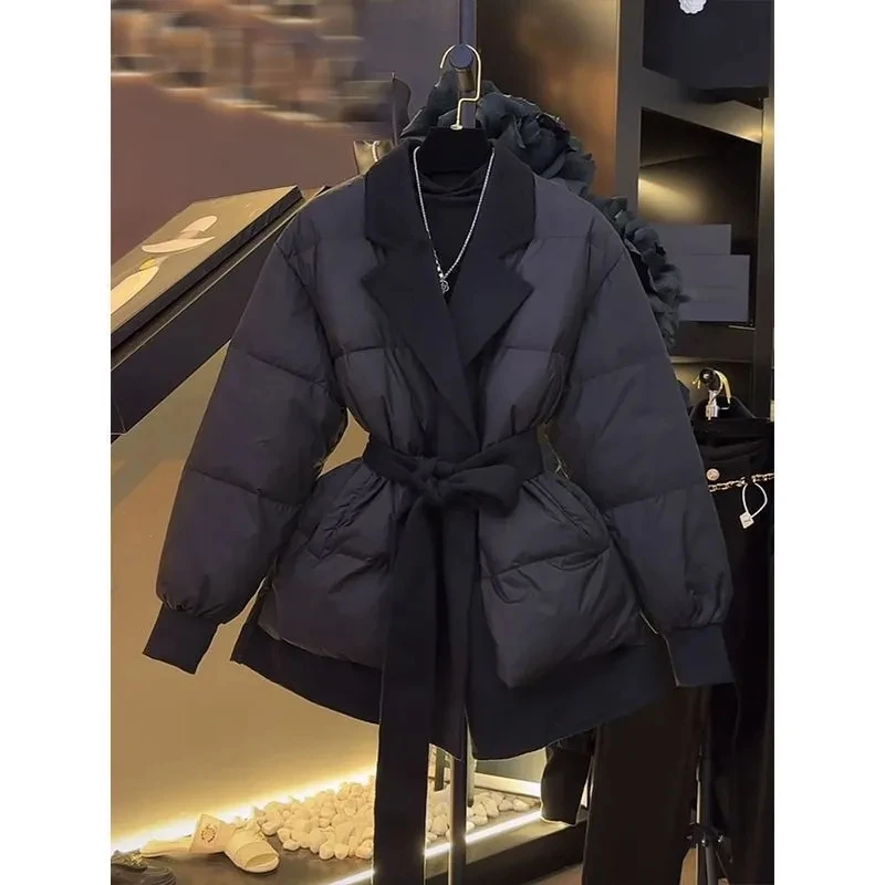 Woman Winter Clothing Parka's Long Parkas Female Women's Spring Jackets Down New Outerwear Short Coats New Waist Belt Outerwear