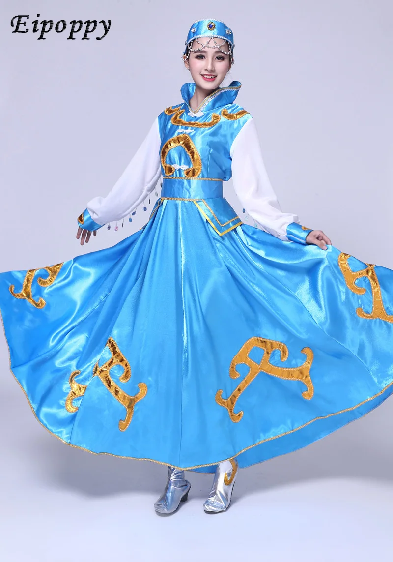 内側のモンゴリアダンスコスチューム、モノグラシアンのローブ、エスニックパフォーマンススカート、新しい