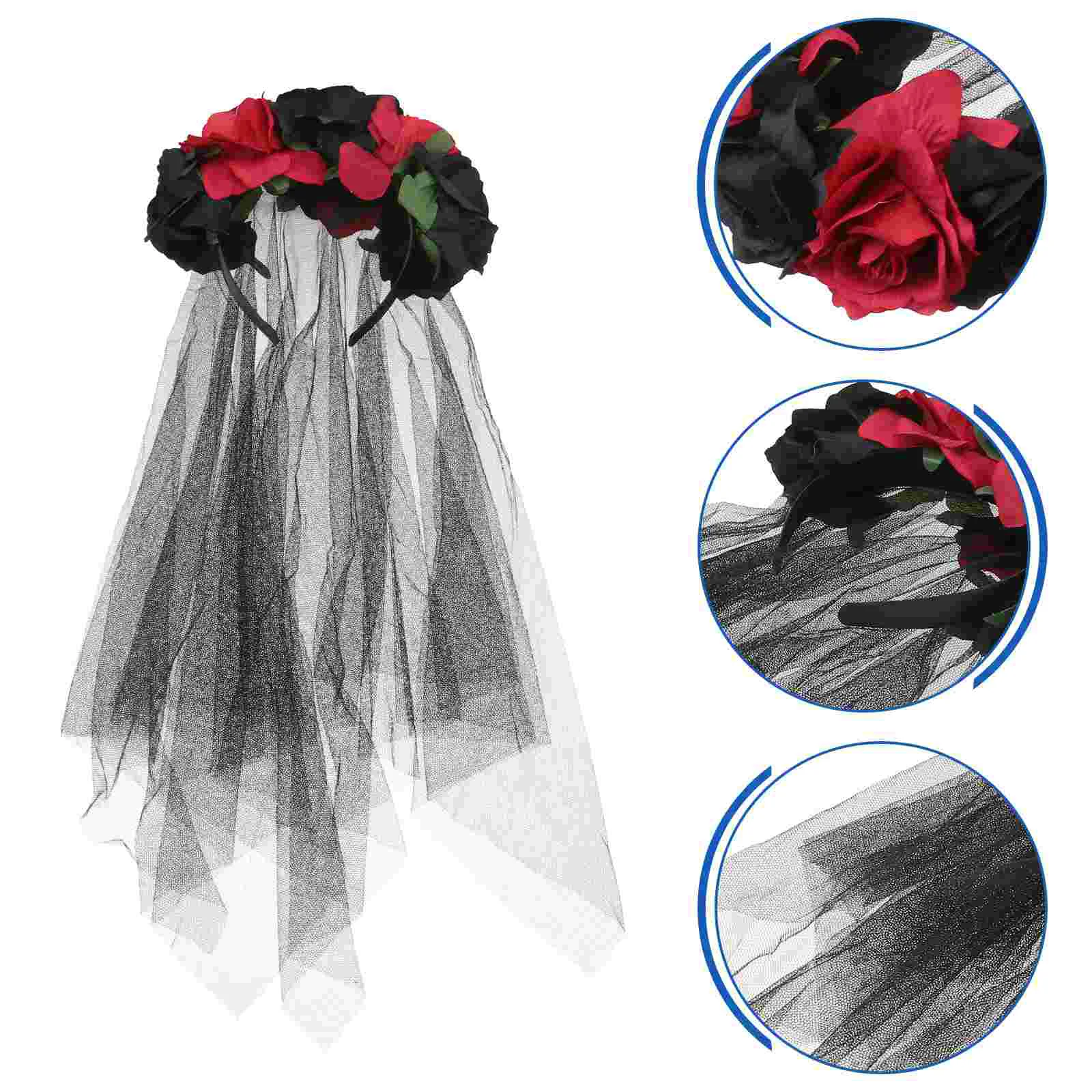 Catrina Costume for Girls Garland Halloween Makeup Veil Black Festival Women's Bridal Accessories