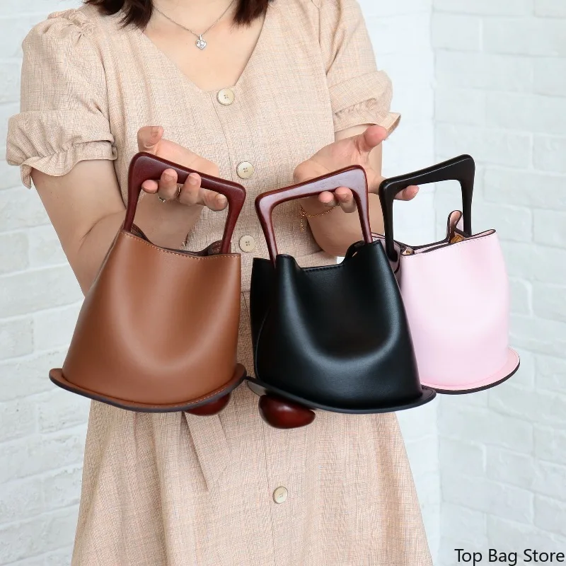 Women's Luxury Genuine Leather Handcrafted Bucket Bag Slouchy Irregular Large Capacity Convertible Daily City Resort