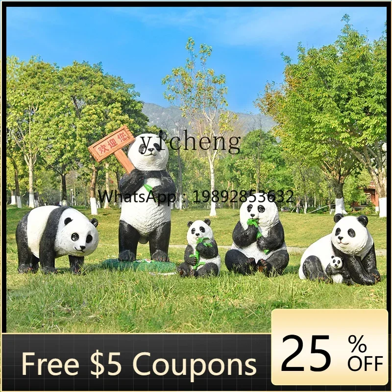 L2-4  simulation panda fiberglass sculpture garden landscape sketch lawn outdoor decoration ornament