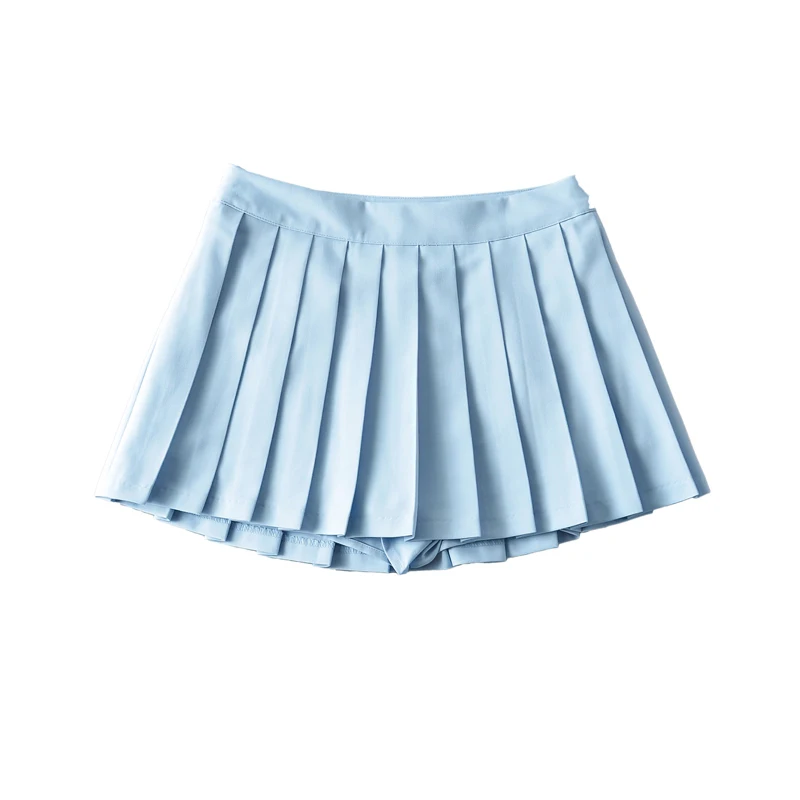 Rok Mini Musim Panas untuk Wanita Rok Pinggang Tinggi Harajuku Rok Seksi Fashion Korea Wanita Rok Berlipat Vintage Tenis Merah Muda Biru