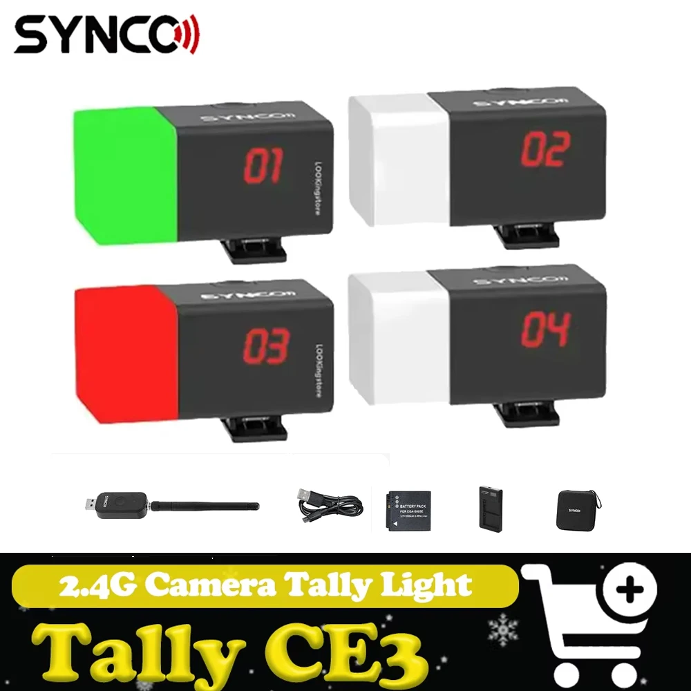 

Беспроводная система тали-системы SYNCO Tally Light CE3 с 4 световыми индикаторами, 2.4G LoRa, с пультом дистанционного управления для видеостудий