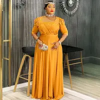 Vestidos de fiesta africanos de talla grande para mujer, nueva moda 20225, vestido de noche de boda de media manga, vestido Maxi musulmán turco elegante