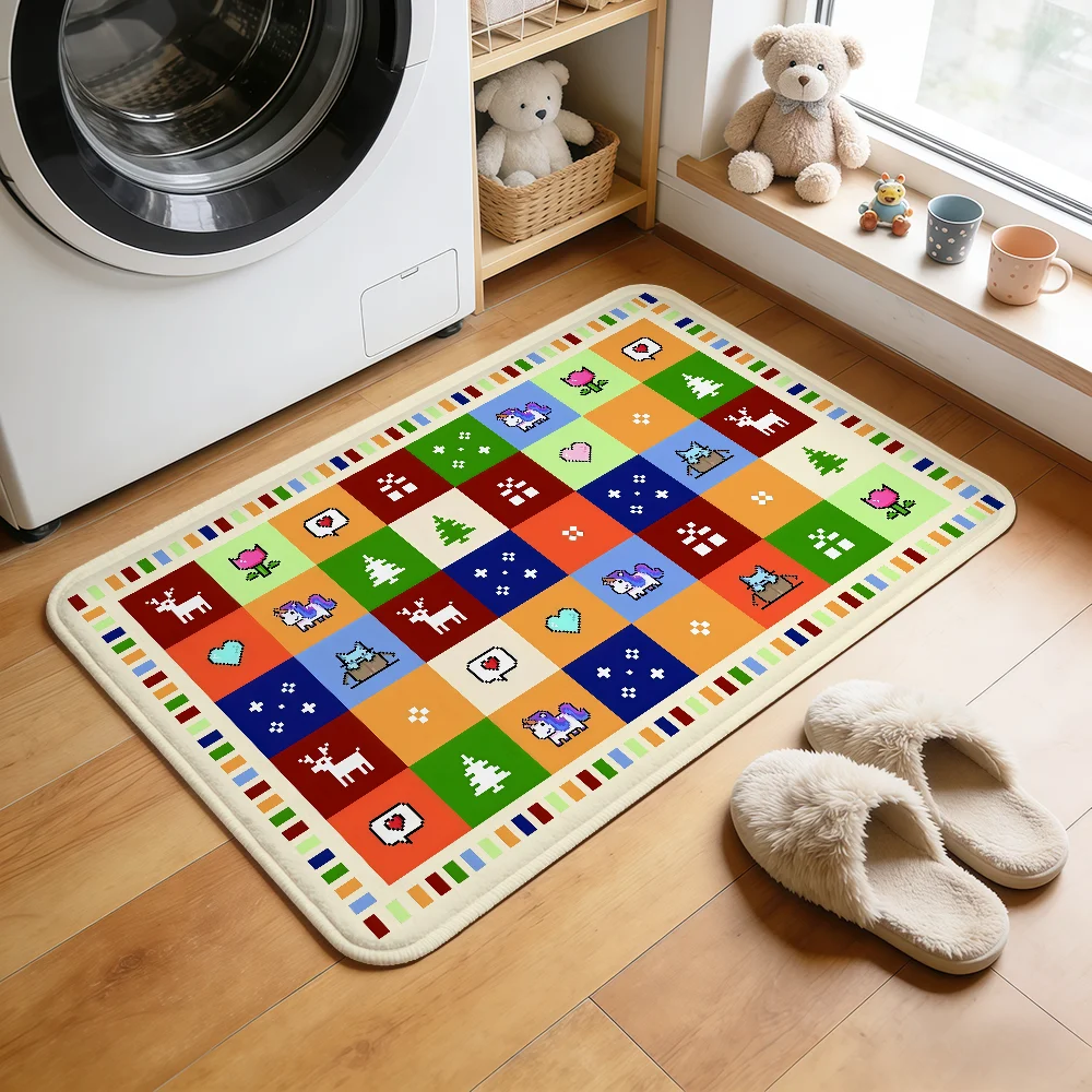 Cute cartoon animal kitten graffiti hogar Bedside Rug Kitchen Bath Floor Mat Hallway Balcony Carpet Entrance Doormat Decor Home