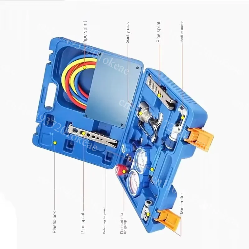 VTB-5B Refrigeration Tool Kit Manifold Gauge Set Tube Cutter Flaring Expander for HVAC Refrigerant Charging Repair