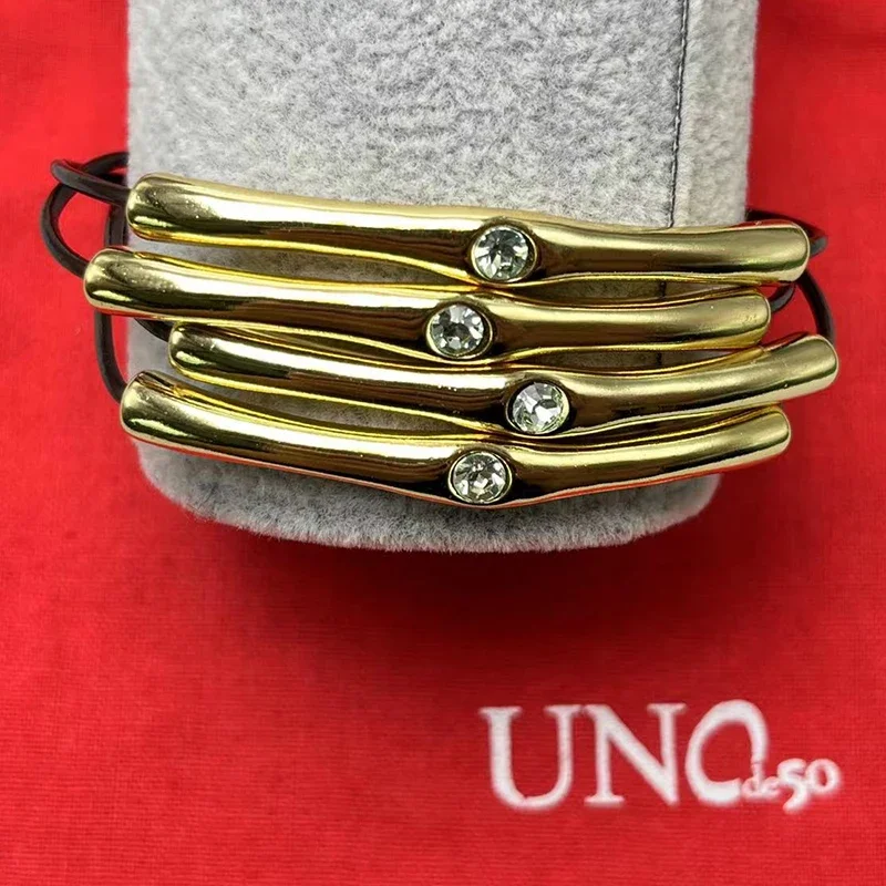 2023 New UNOde50 Hot Selling European and American High Quality Exquisite Four Row Bracelet Women's Romantic Jewelry Gift Bag