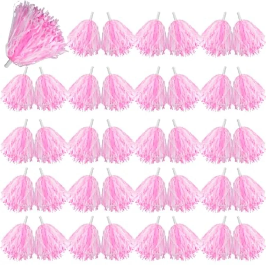 

40 Pack Pom Poms Cheerleading Sports Dance Spirited Plastic Cheer Pompom Cheerleading Poms with Handles for Adults Rooters Spor