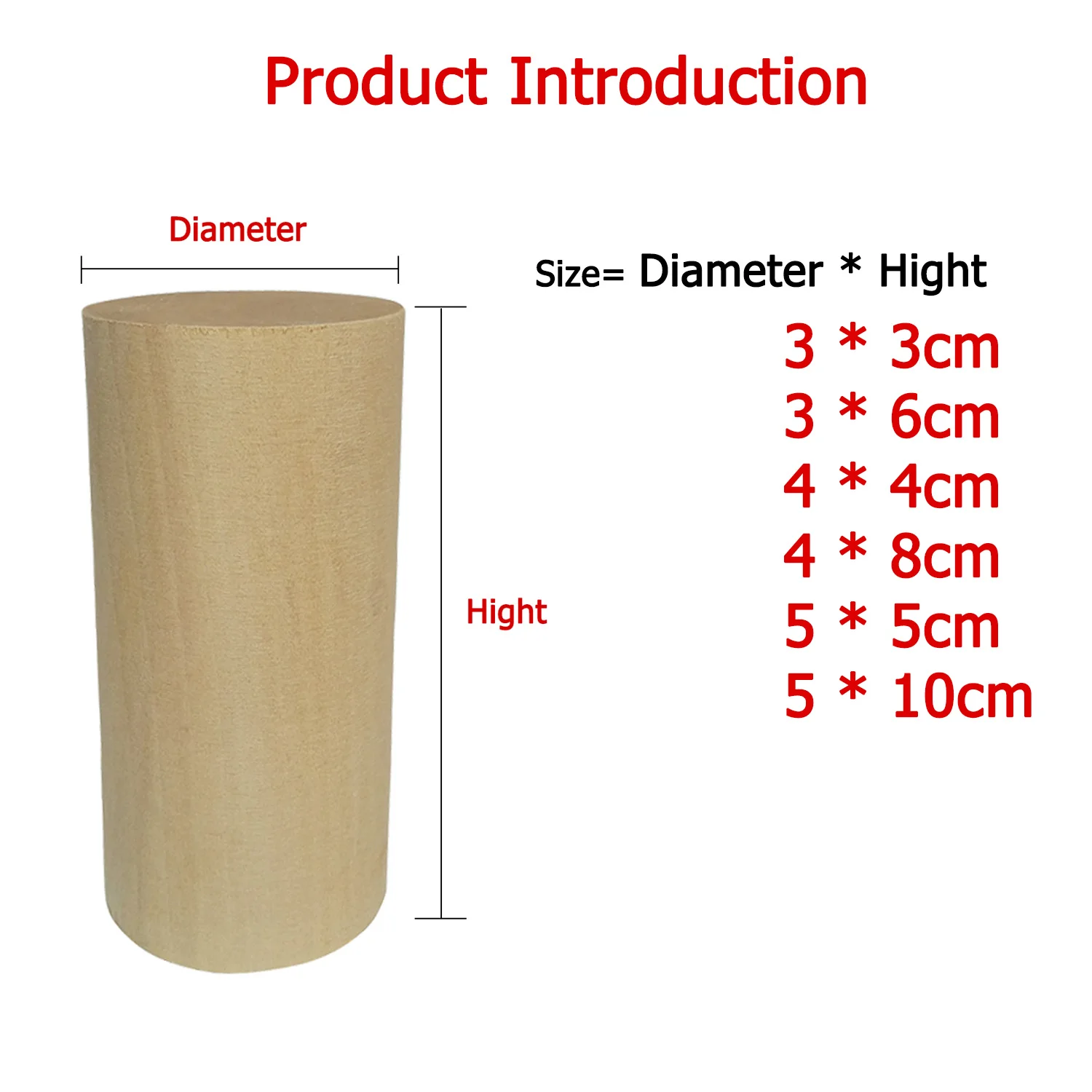 Natural Solid Wood Round Dowel Rod 0.8-8cm, Wooden Cylinder Strip for Woodwork Craft, Kids Toy Puzzle Handmade Making Supplies