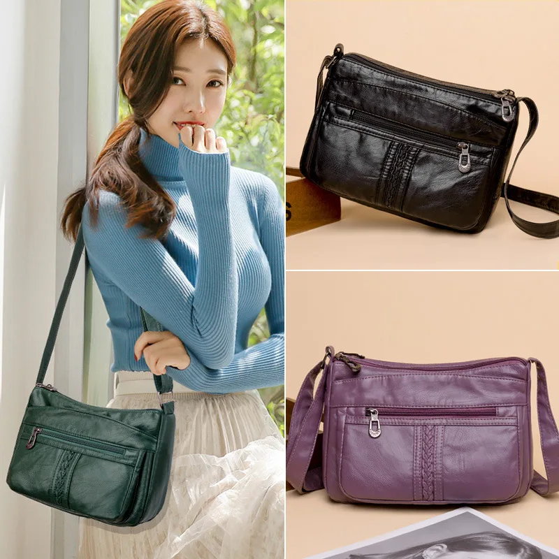 Women's Genuine Leather Backpack Soft PU Shoulder Crossbody Bag Korean Fashion Casual Daypack Minimalist Travel Rucksack