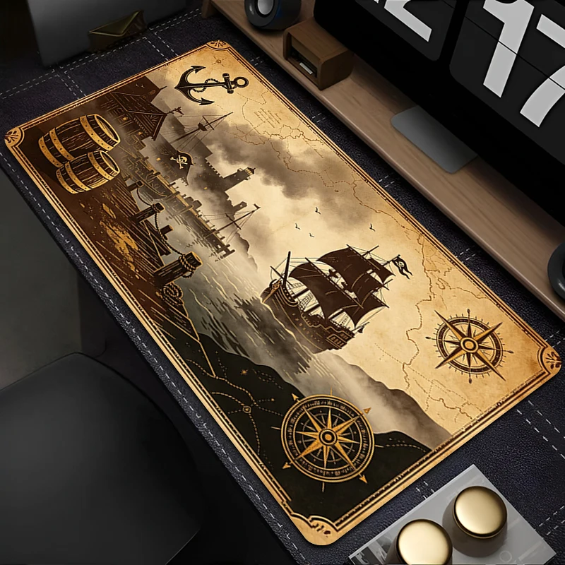 Oversized Mousepad Gamer Computer Mousepad Retro Treasure Map Office Desk Mat Extended Keyboard Pad Gaming Pad Laptop Mouse Pad