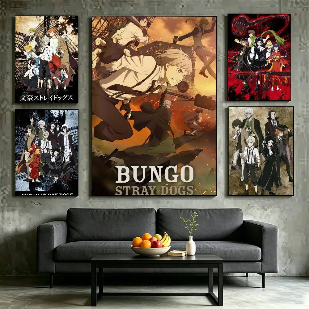Bungo S-Stray Dogs ANIME Poster High Quality Dorm Living Room Aesthetic Wall Decoration Painting Stickers Gift