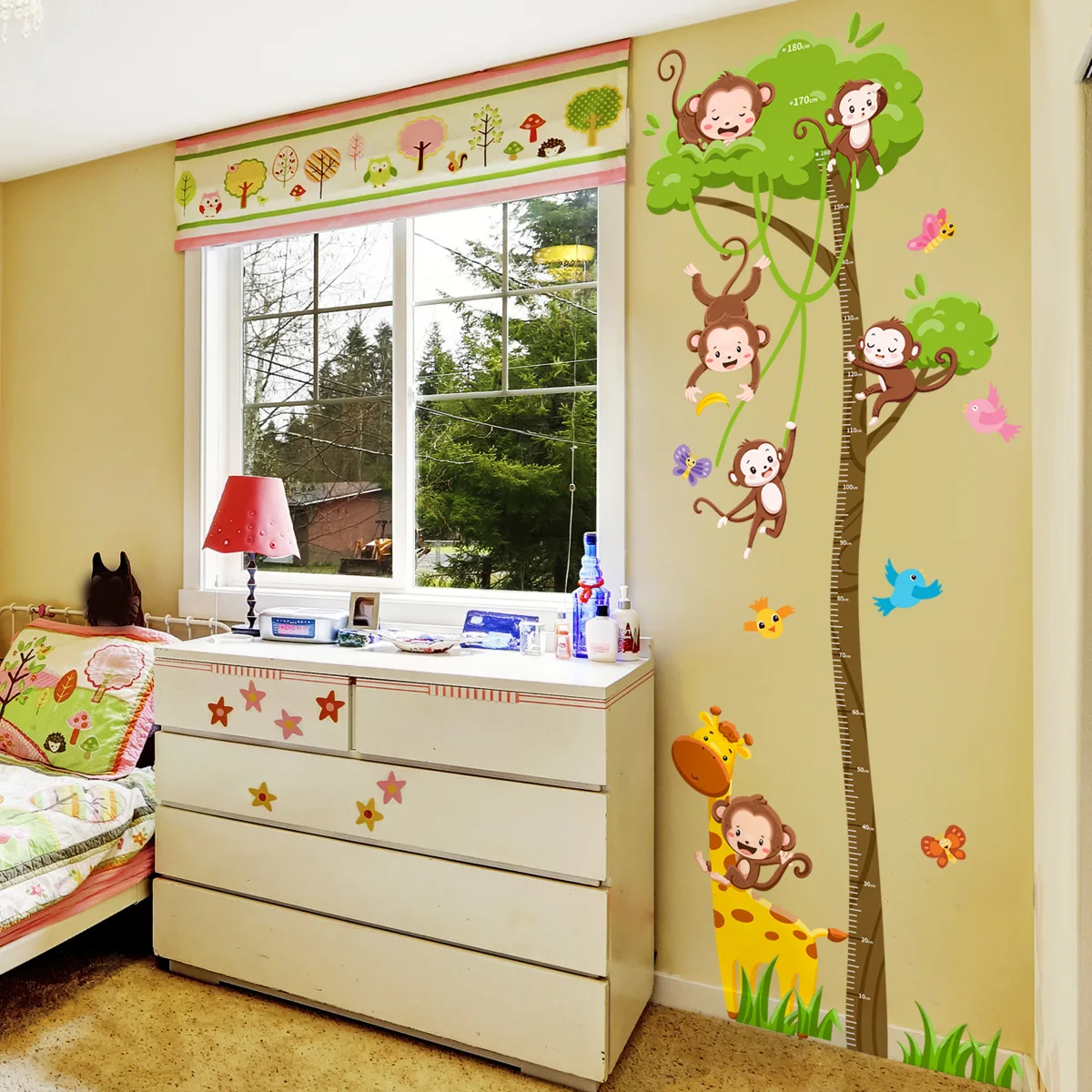 

3pcs Cartoon Tree Forest Monkey Giraffe High Sticker Children's Room Decorative Mural Wall Sticker Wallpapers Home Decor Bm4099