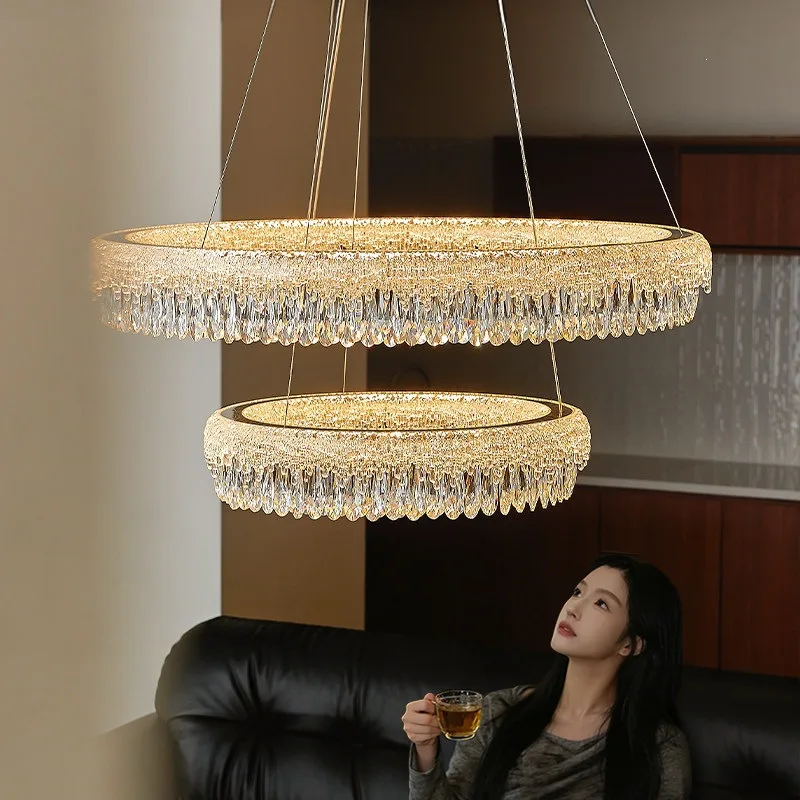 Modern Simple Crystal Living Room Chandelier Light Luxury Eye Protection Bedroom Dining Room Package Lighting