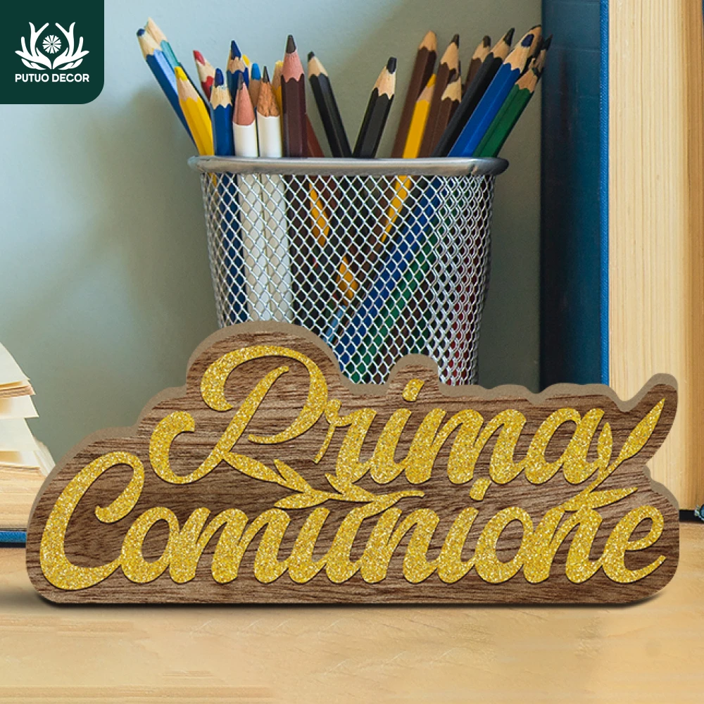 Decoración Putuo plana 2D, decoración de mesa de madera italiana, Prima Comunione, decoración de escritorio para iglesia, regalo, 1 ud.