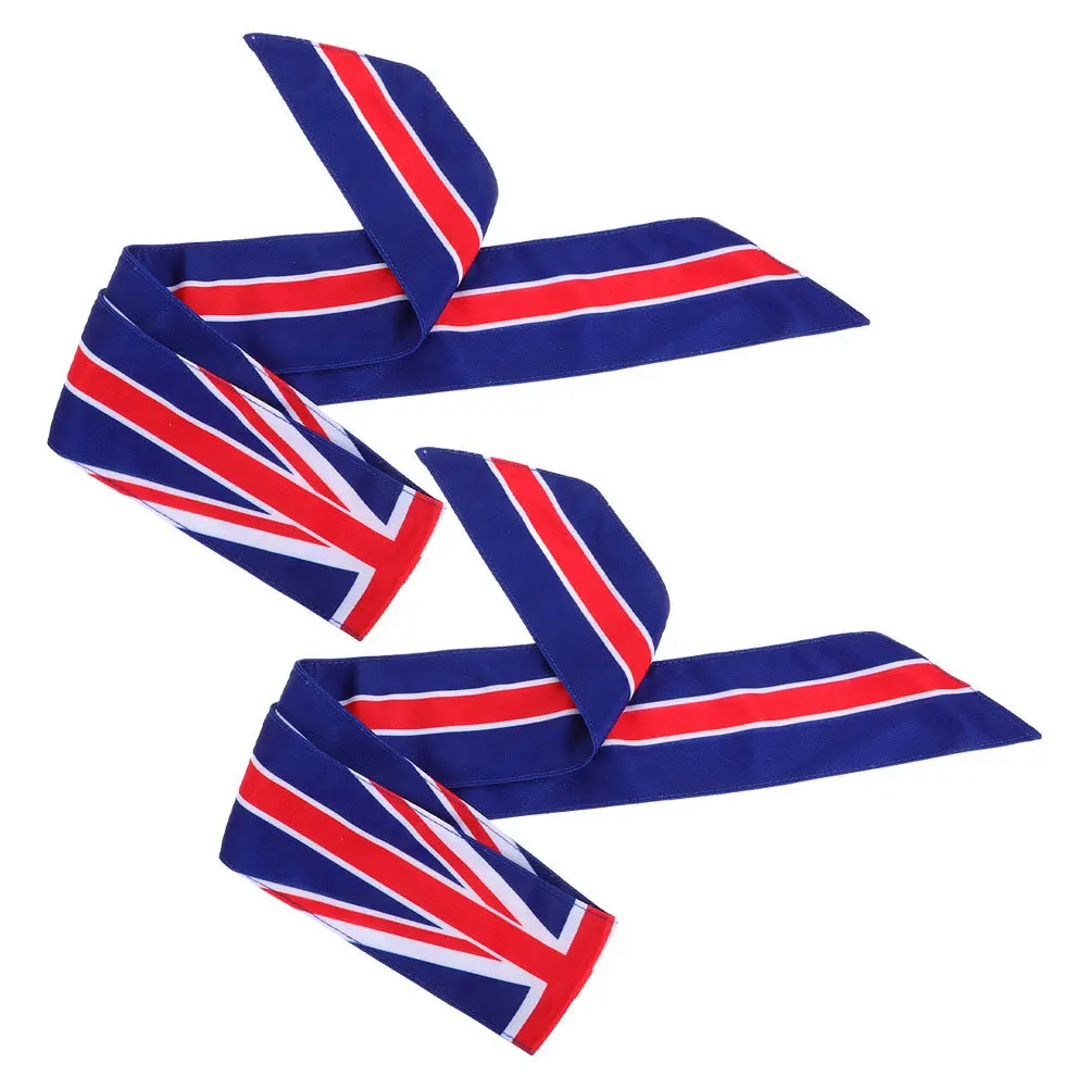 2Pcs Red Blue Beige Flag Print Outdoor Sports Headband for Men Women Sweat Absorbing Non-Slip Fitness Running Basketball Yoga