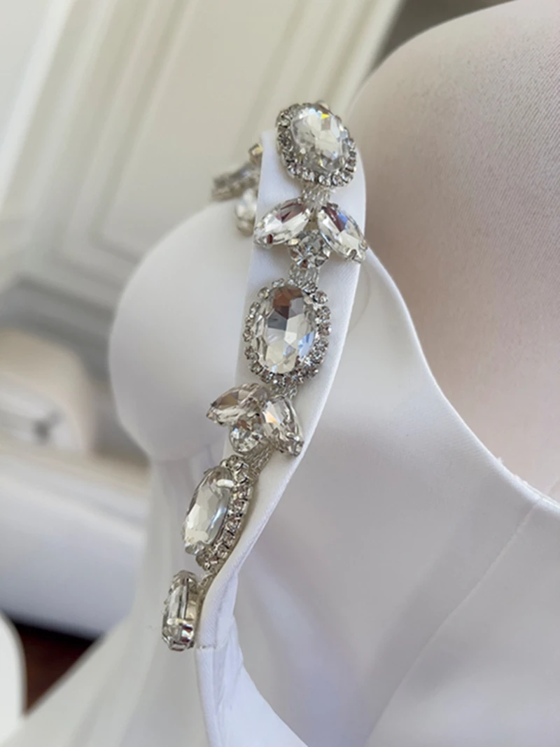 허리 조임과 반짝이는 다이아몬드가 있는 엘레 오르트 퍼피 스커트 여성용 드 글리치 하이 웨이스트 볼 가운 파티용