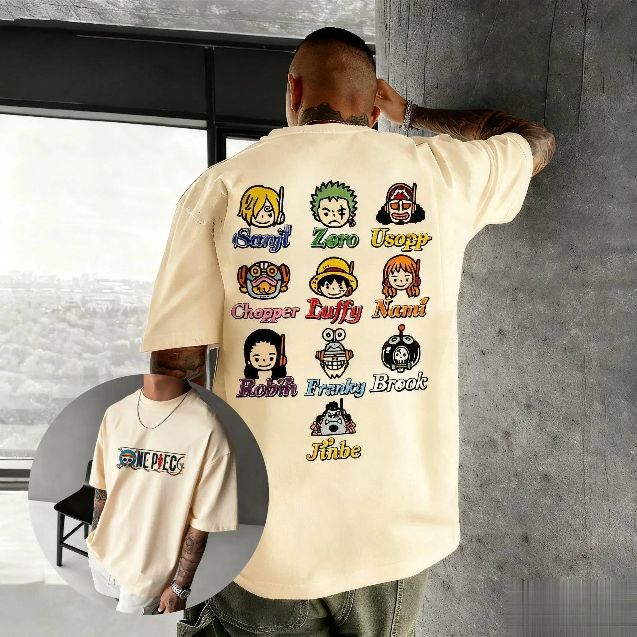 Nueva camiseta gráfica de Anime familiar de una pieza de verano para hombres y mujeres, pantalón corto informal, camiseta de manga con estampado de dibujos animados, camisetas Y2k de gran tamaño a la moda