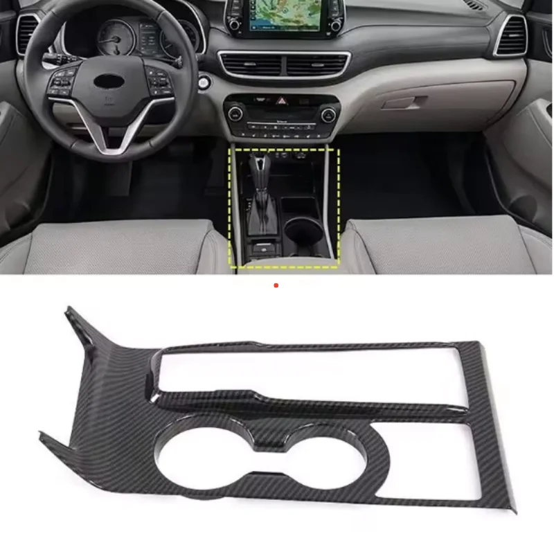 

LHD Carbon Fiber Interior Accessories For Hyundai Tucson 2019 2020 Window Switch Panel AC Outlet Steering Wheel Cover gear Trim