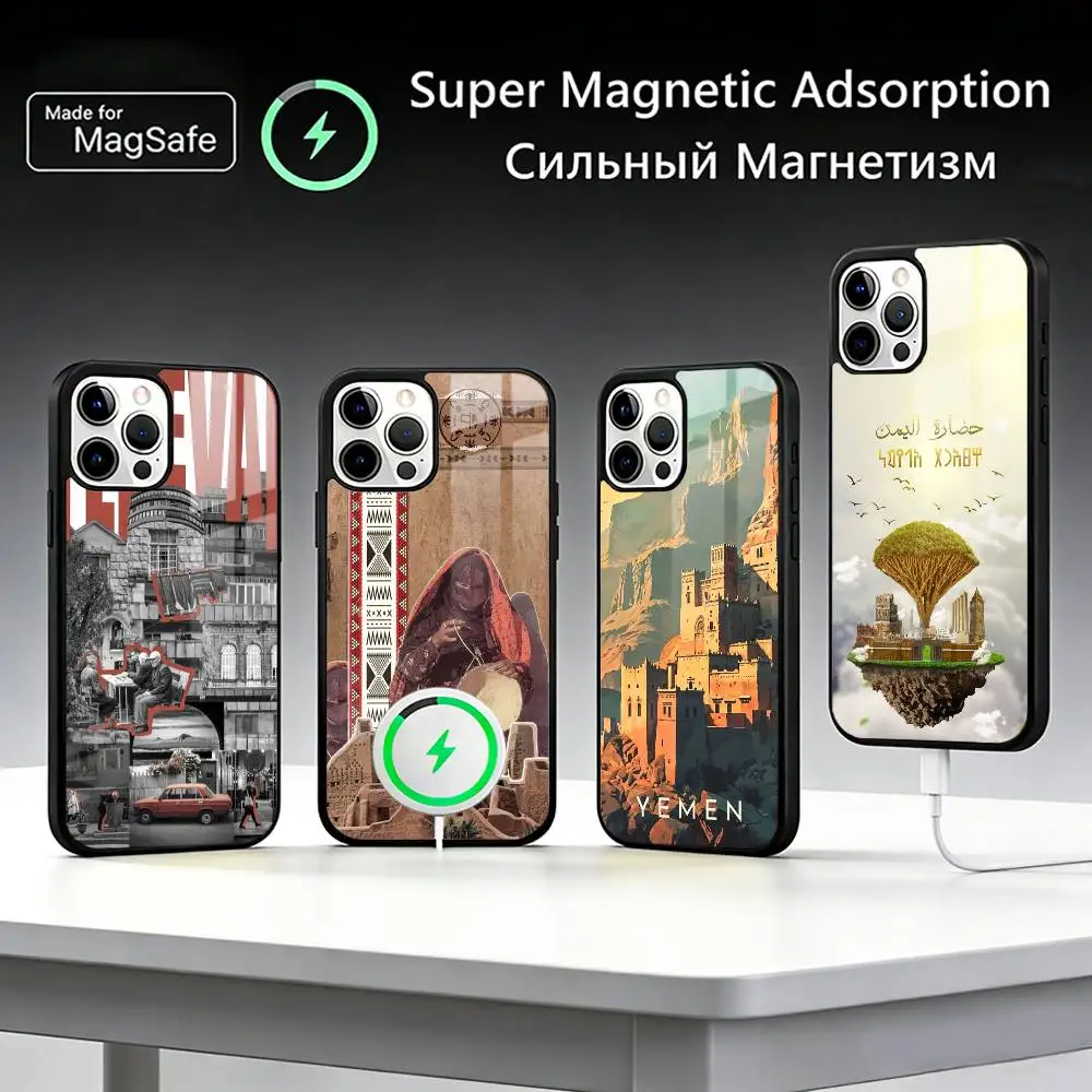 

Yemen National Emblem Flag Map Phone Case For iPhone17,16,15,14,13,12,11 Plus,Pro Max For Magsafe Wireless Charging