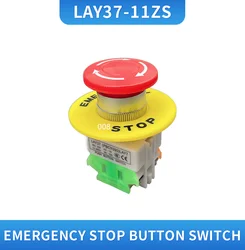 Button switch Lay37-11ZS self-locking Y090 emergency stop mushroom head emergency stop button one normally closed and one normal