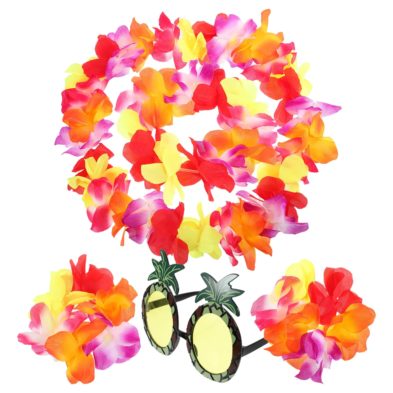 

1 комплект, гавайская вечеринка, гирлянда, повязка на голову, ананас, очки, ожерелье, стильные товары для вечеринок в стиле Луау, пляжные аксессуары