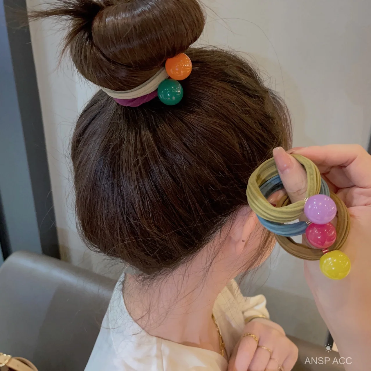 Cute Colorful Ball Hair Ropes for Girls Korean Children Daily Use Geometric Ball Hair Rings Elastic Hair Bands Kids Rubber Bands