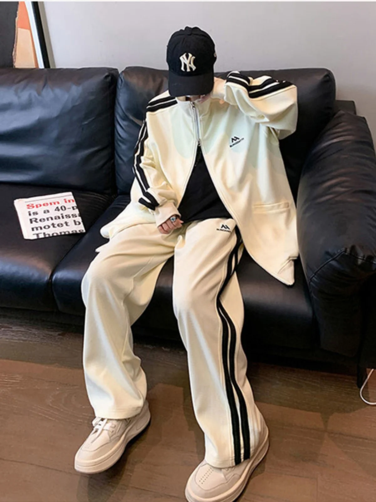 

Подростковый весенне-осенний комплект: модные американские спортивные брюки и куртка для мальчиков, стильная одежда, набор Haome